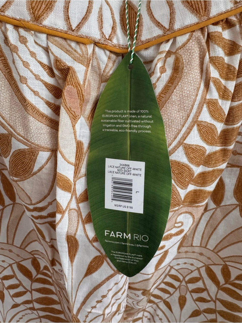 NWT Farm Rio Nature Lace EuroFlax Skirt - Picture 8 of 9